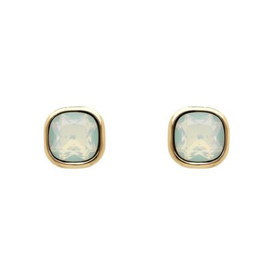 Rose gold plated opal cushion stud earrings